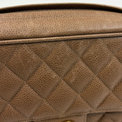 Chanel CC Logo Chain Shoulder Bag Quilted Leather Brown — view 5