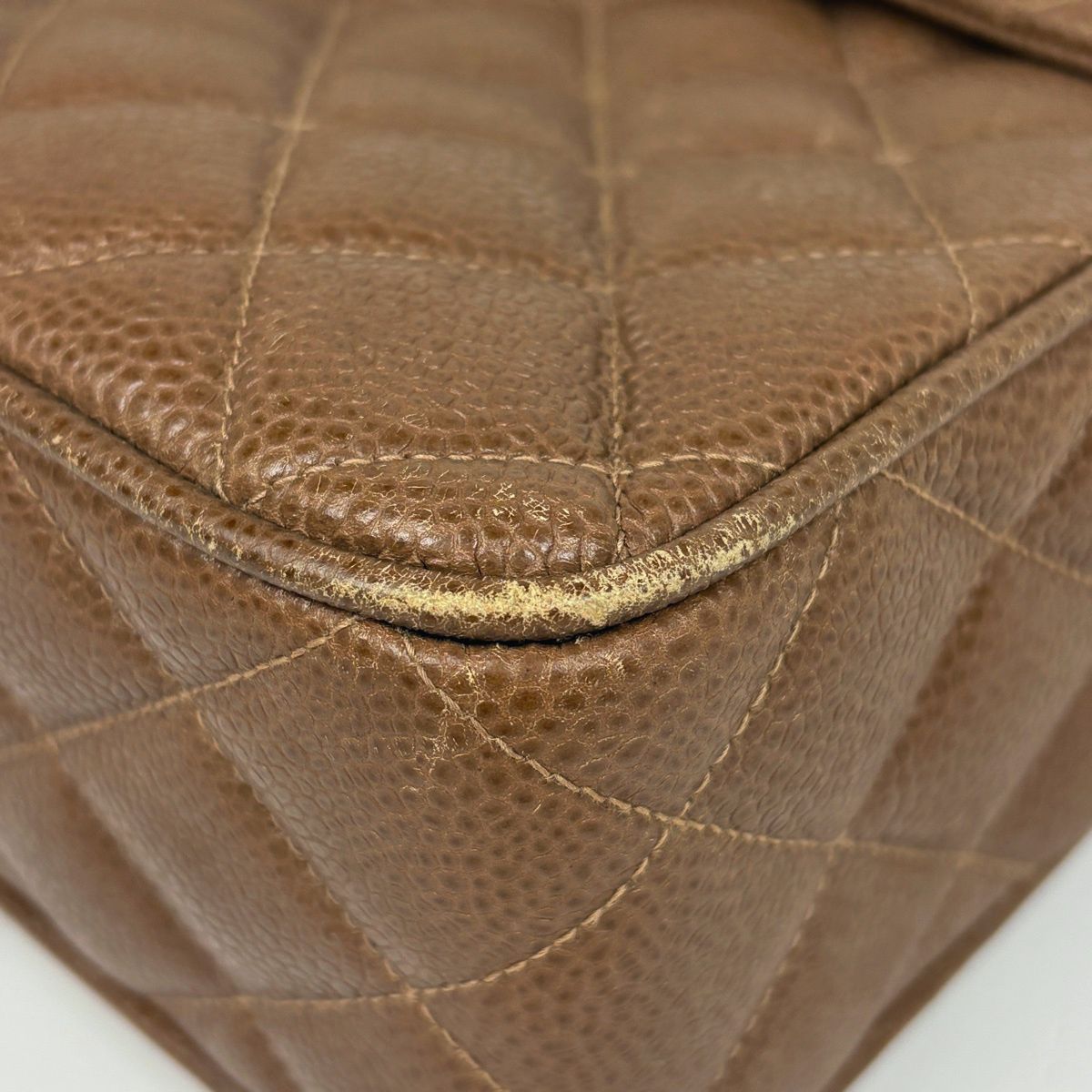 Chanel CC Logo Chain Shoulder Bag Quilted Leather Brown — view 4