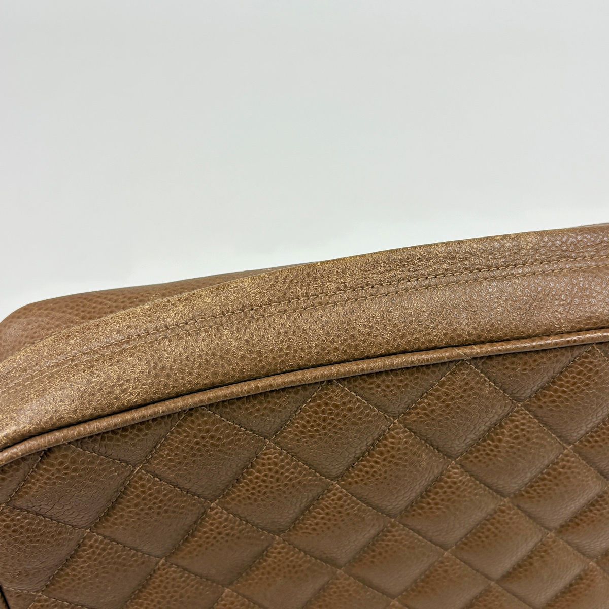 Chanel CC Logo Chain Shoulder Bag Quilted Leather Brown — view 6
