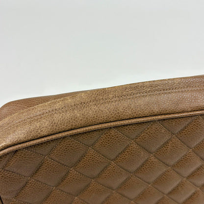 Chanel CC Logo Chain Shoulder Bag Quilted Leather Brown — view 6