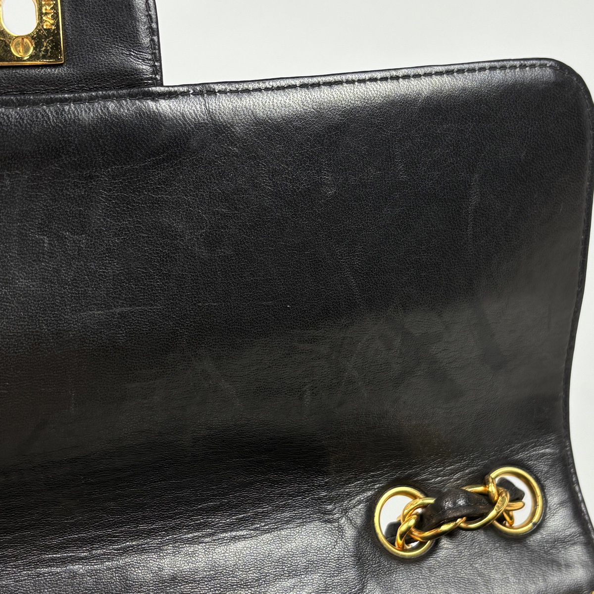 Chanel Big Quilted Single Flap Chain Shoulder Bag CC Logo Leather Black — view 9