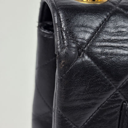 Chanel Big Quilted Single Flap Chain Shoulder Bag CC Logo Leather Black — view 5