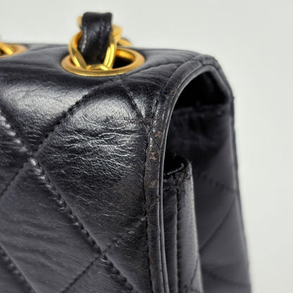 Chanel Big Quilted Single Flap Chain Shoulder Bag CC Logo Leather Black — view 6
