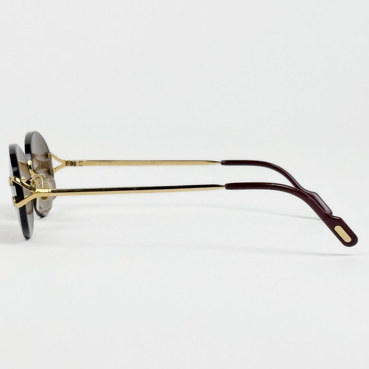 Cartier Logo Sunglasses Eyewear Rimless Brown Gold — view 2