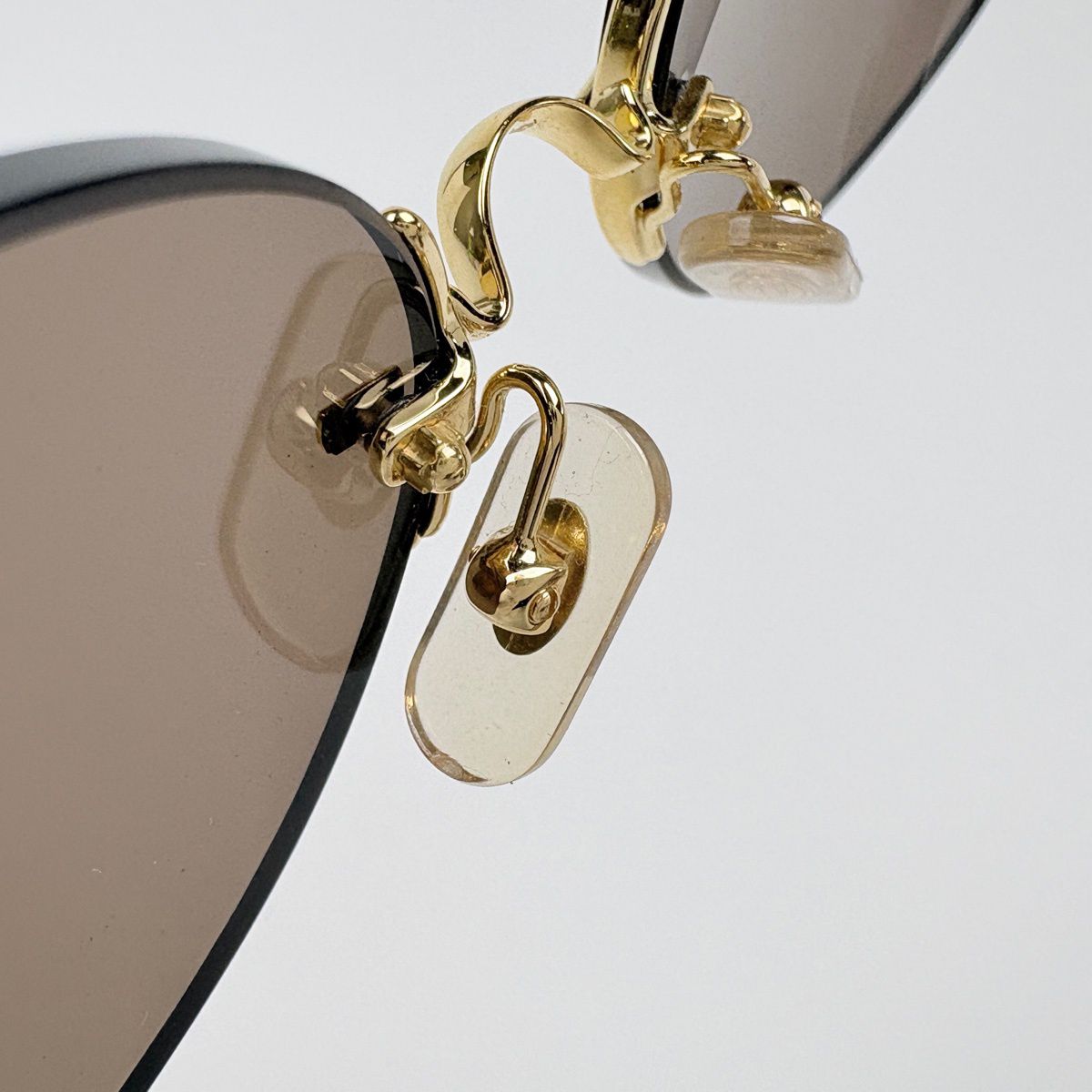 Cartier Logo Sunglasses Eyewear Rimless Brown Gold — view 5