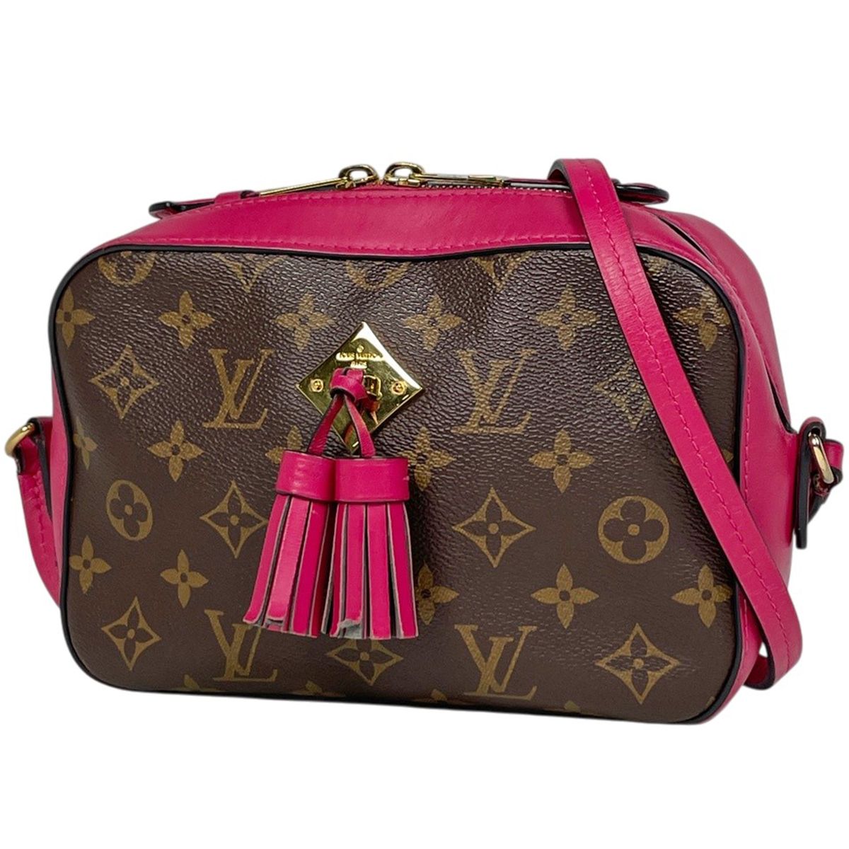 Louis Vuitton Saintonge Fringe Pochette Shoulder Bag Monogram Brown Frisia