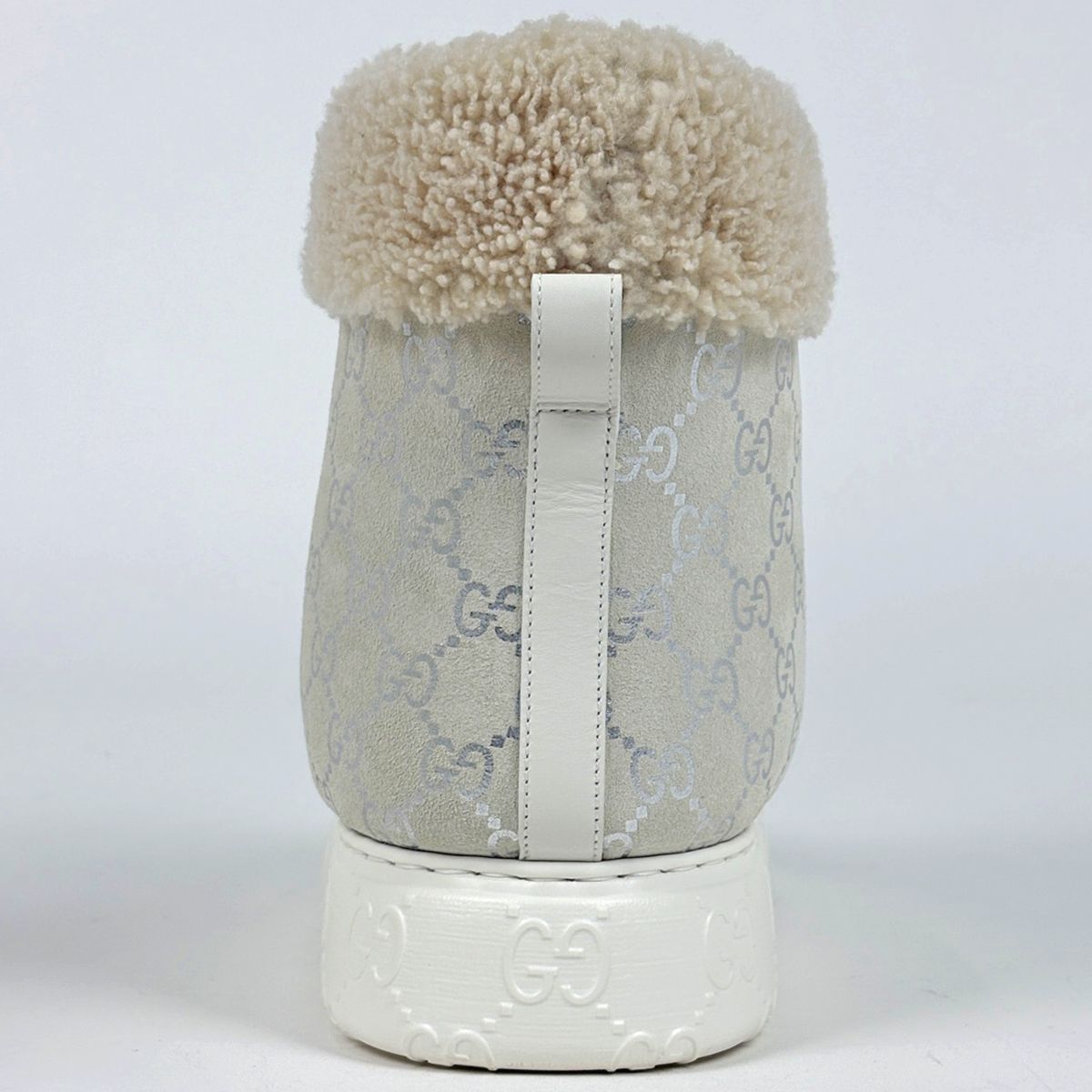 Gucci GG Pattern Snow Boots Merino Wool Shoes Suede Shearling White — view 3