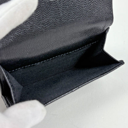 Chanel CC Logo Trifold Wallet Small Caviar Leather Black — view 5