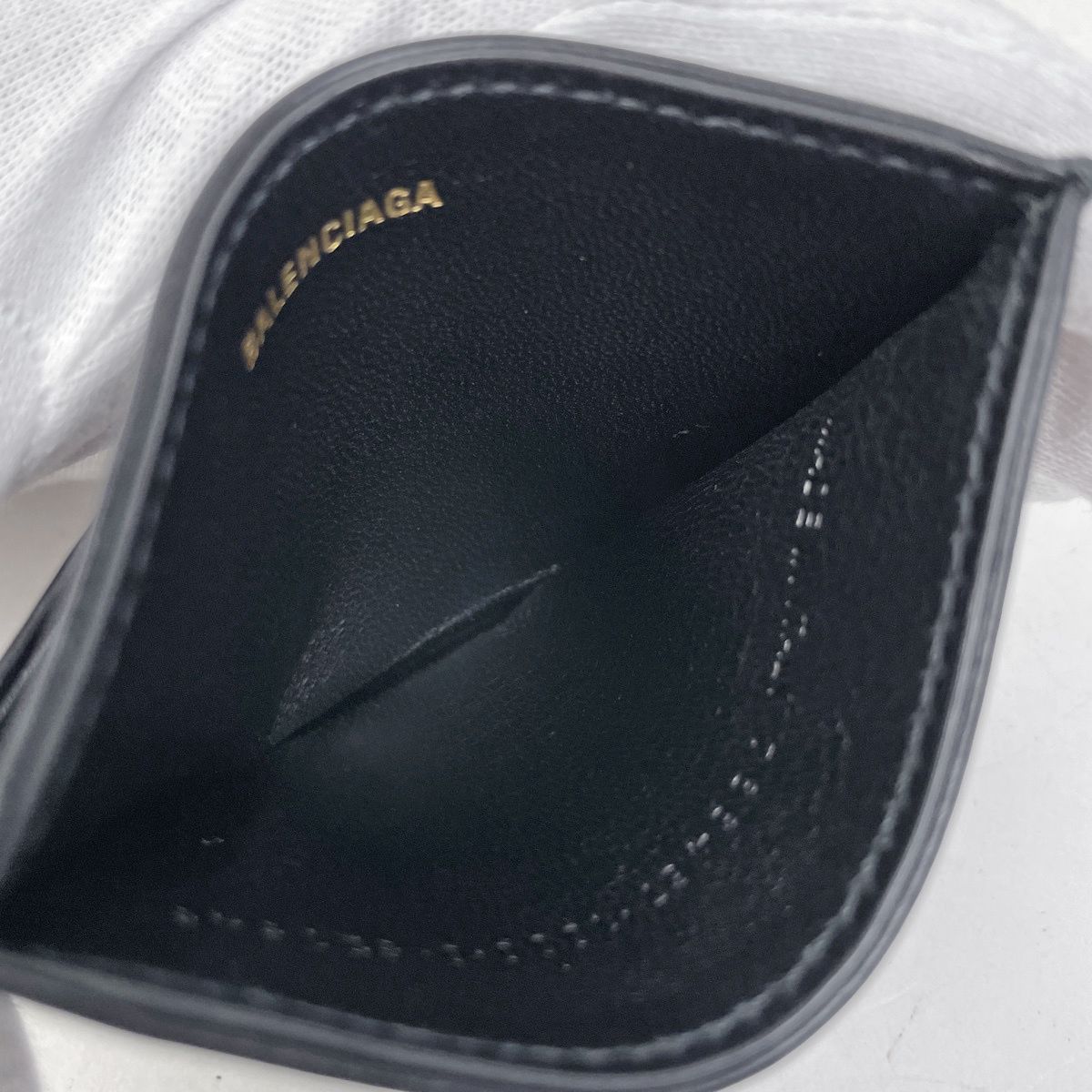 Balenciaga Crush Card Holder Quilted Business Case Leather Black — view 5