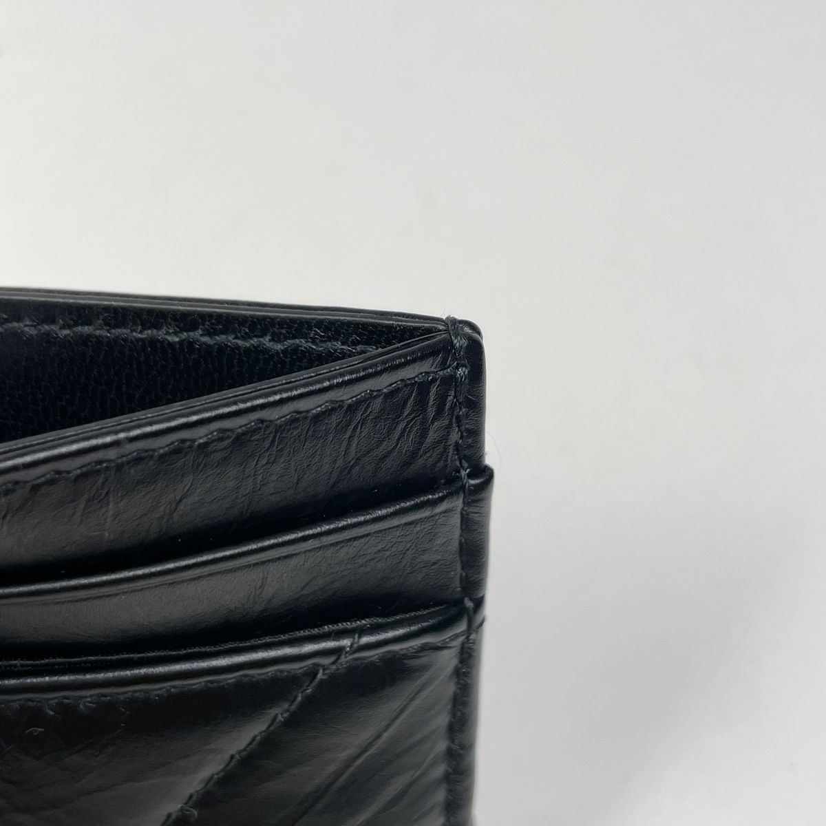Balenciaga Crush Card Holder Quilted Business Case Leather Black — view 4