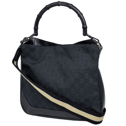 Gucci Bamb 2-Way Shoulder Bag GG Pattern Canvas Black