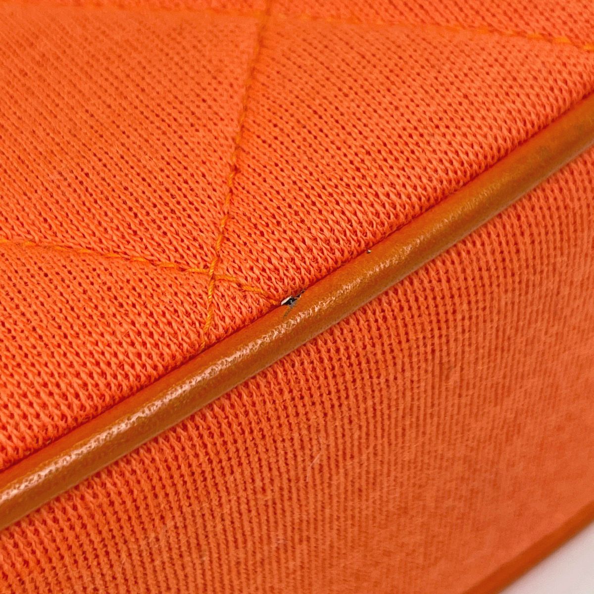 Chanel Logo Handbag Quilted Hand Bag Jersey Orange — view 4