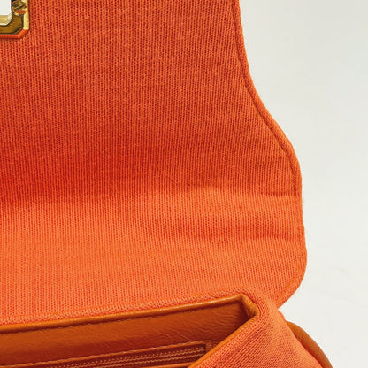 Chanel Logo Handbag Quilted Hand Bag Jersey Orange — view 7