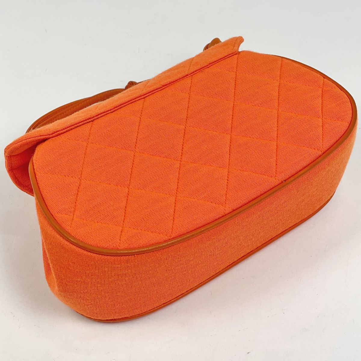 Chanel Logo Handbag Quilted Hand Bag Jersey Orange — view 2