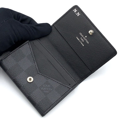 Louis Vuitton Graphic Business Card Case with Initials Leather Black Silver — view 3