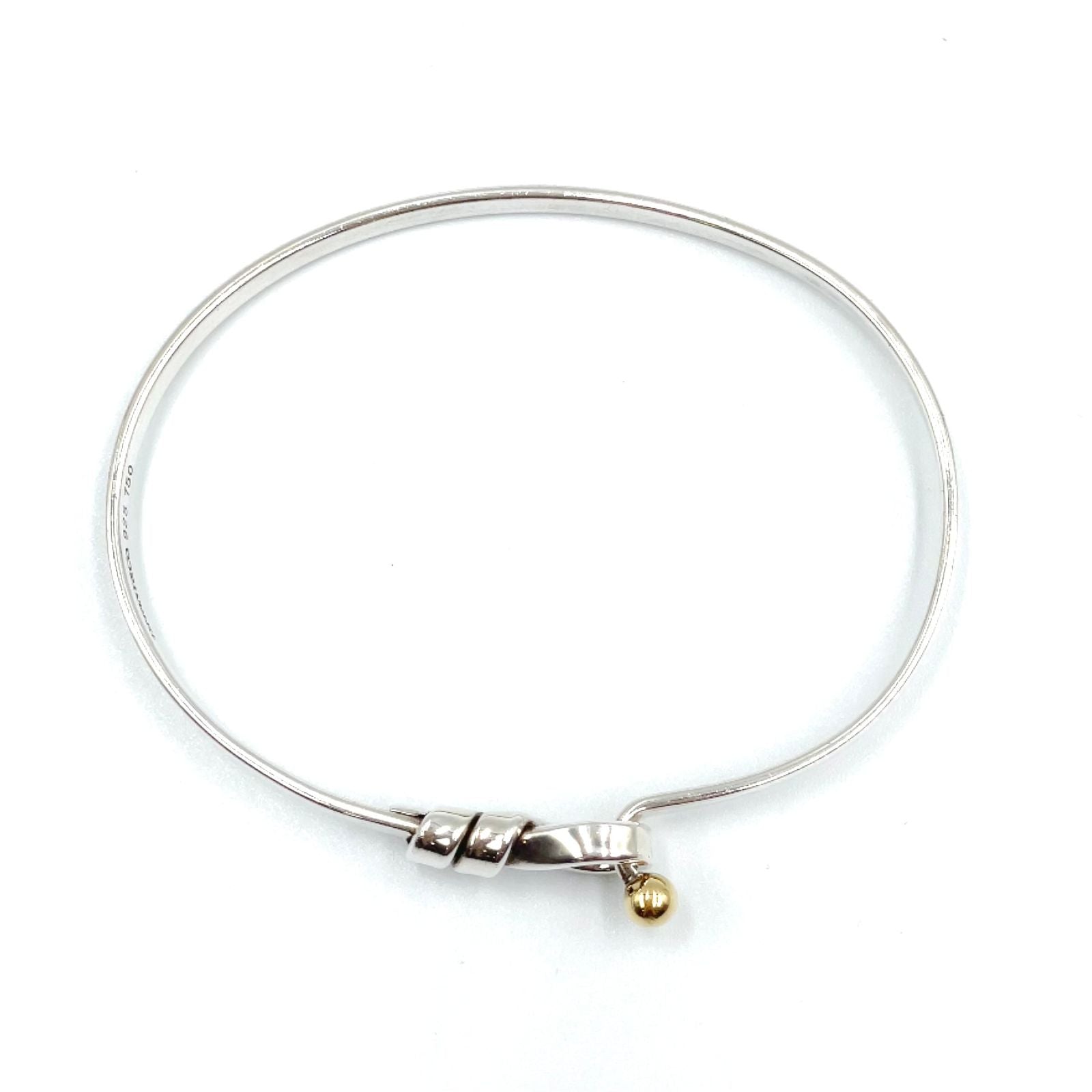 Tiffany & Co Hook Eye Gold Silver Bangle Bracelet — view 3