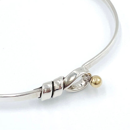 Tiffany & Co Hook Eye Gold Silver Bangle Bracelet — view 5