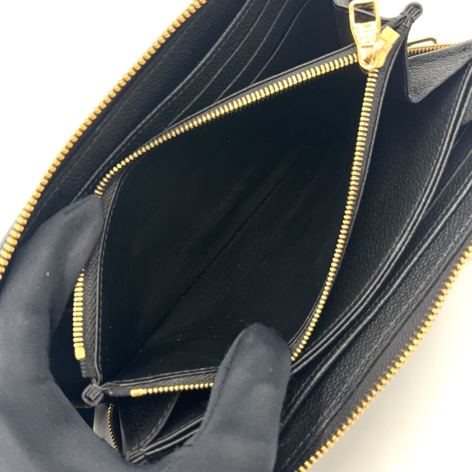 Louis Vuitton Zippy Wallet Monogram Empreinte Noir Leather Black Round Gold — view 5