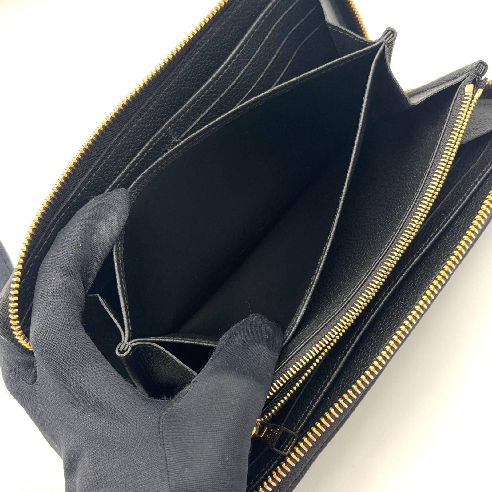 Louis Vuitton Zippy Wallet Monogram Empreinte Noir Leather Black Round Gold — view 6