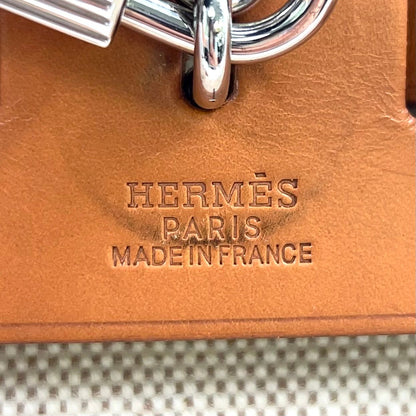 Hermes Herbag a Dos Handbag Leather Canvas Beige Light Brown Backpack Silver — view 4