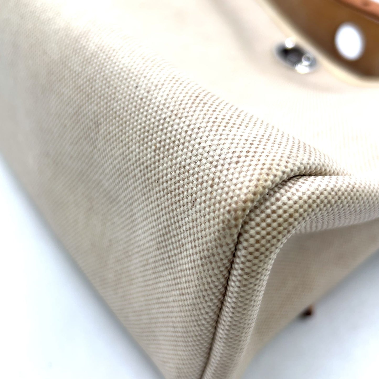 Hermes Herbag a Dos Handbag Leather Canvas Beige Light Brown Backpack Silver — view 6