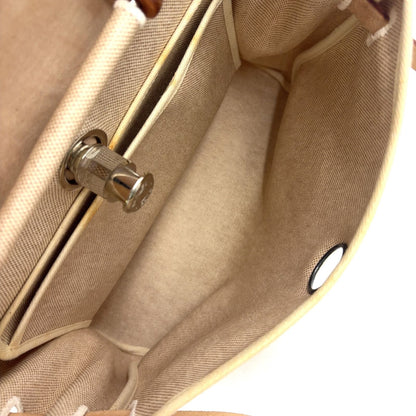 Hermes Herbag a Dos Handbag Leather Canvas Beige Light Brown Backpack Silver — view 3