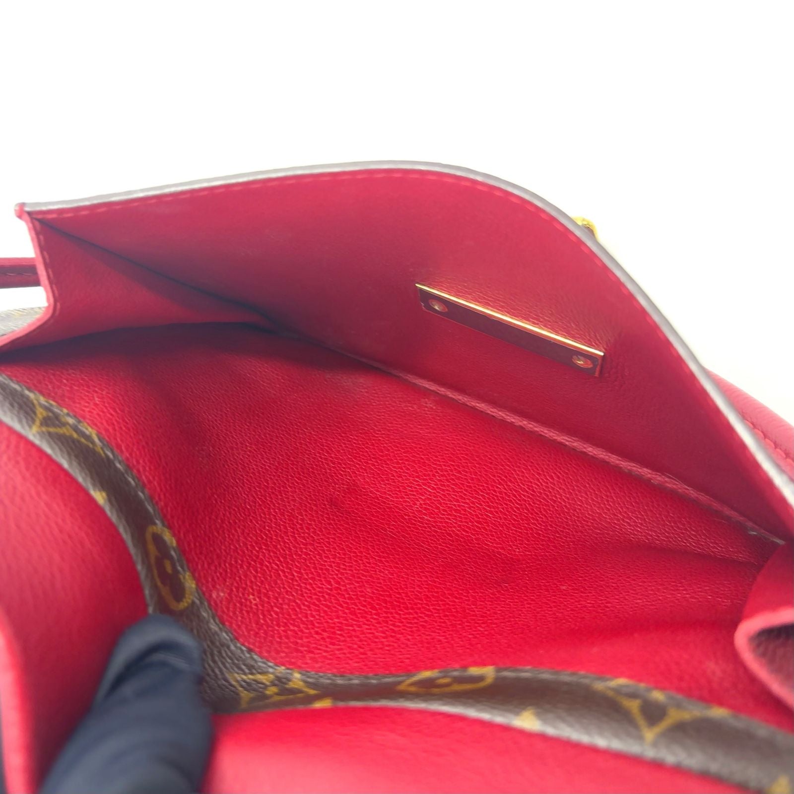 Louis Vuitton Olympe Monogram Leather Canvas Brown Red Handbag Gold — view 7