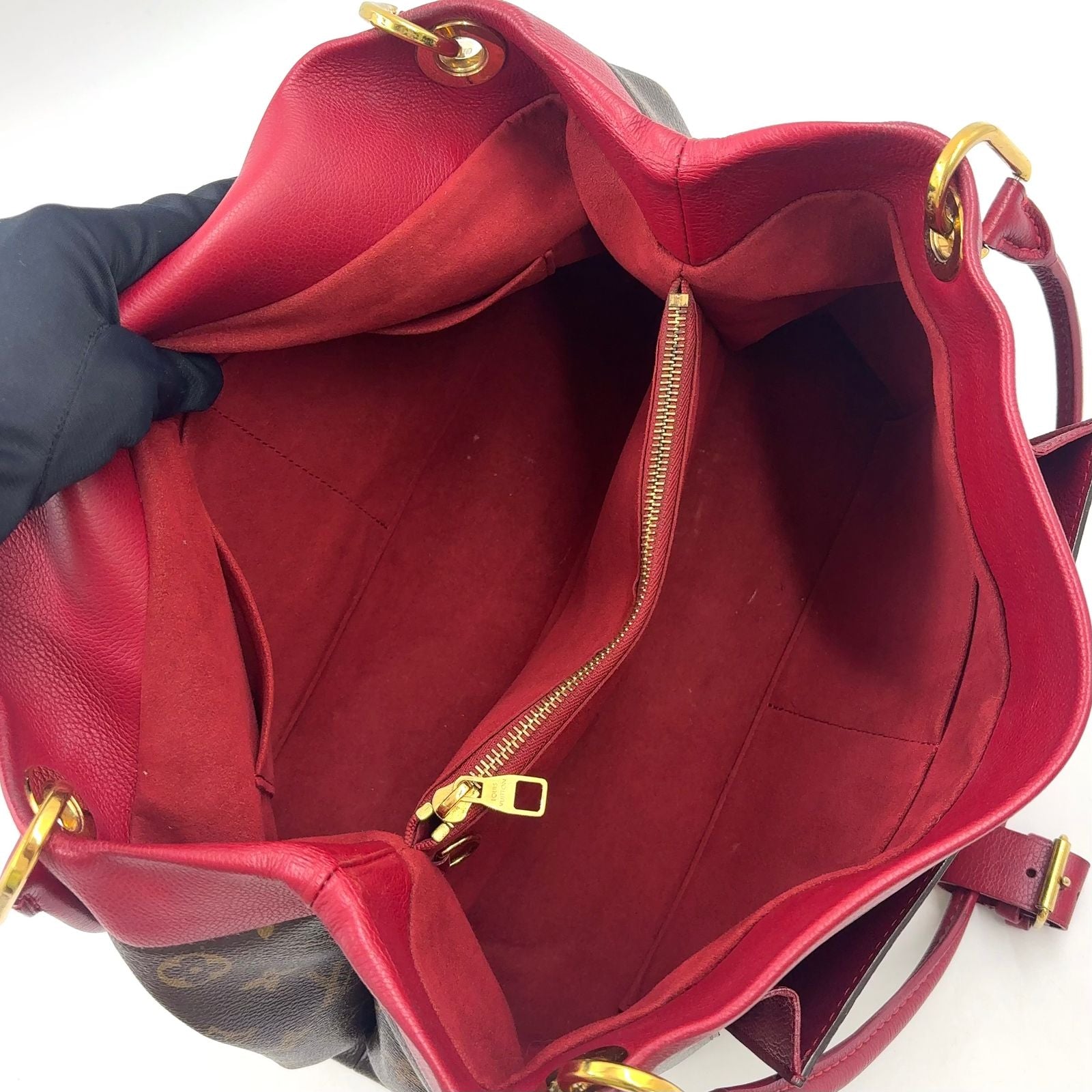 Louis Vuitton Olympe Monogram Leather Canvas Brown Red Handbag Gold — view 3