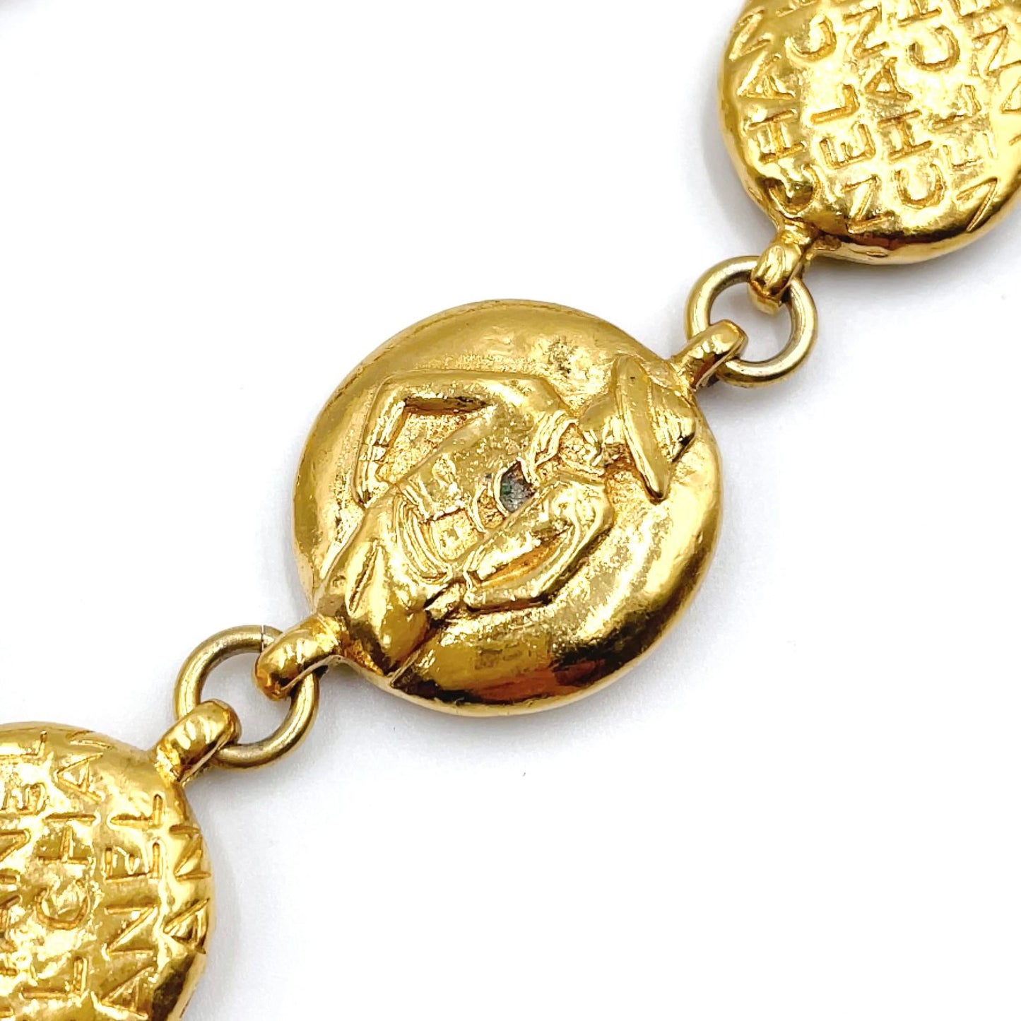 Chanel Coco Mademoiselle Logo Round Coin Gold Plated Necklace — view 9