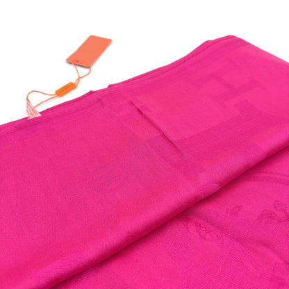 Hermes New Libris Shawl Silk Cashmere Pink Scarf — view 8