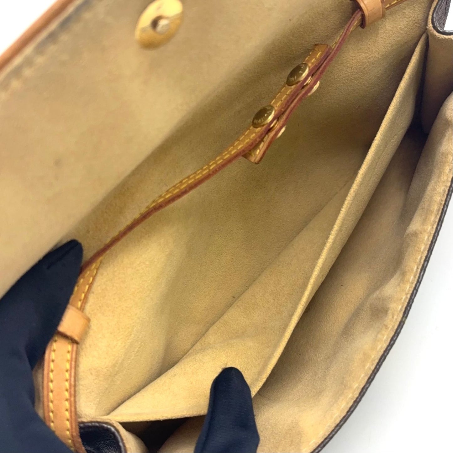 Louis Vuitton Pochette Twin GM Monogram Leather Brown Shoulder Bag Gold — view 5