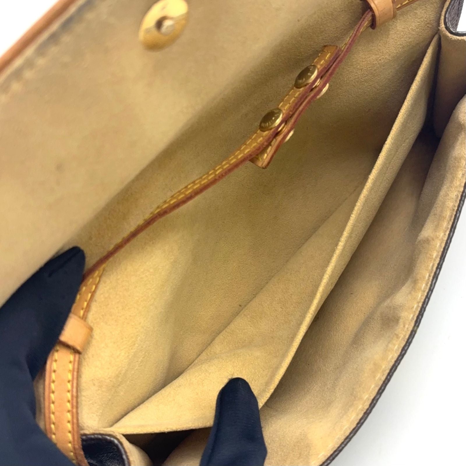 Louis Vuitton Pochette Twin GM Monogram Leather Brown Shoulder Bag Gold — view 5
