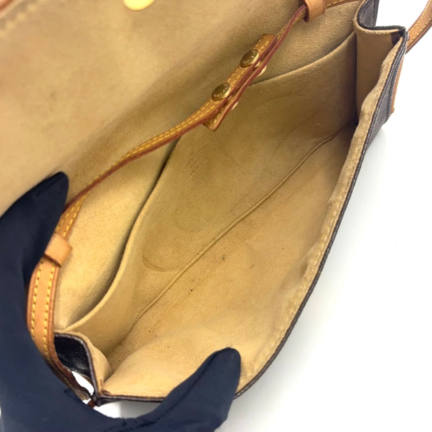 Louis Vuitton Pochette Twin GM Monogram Leather Brown Shoulder Bag Gold — view 3