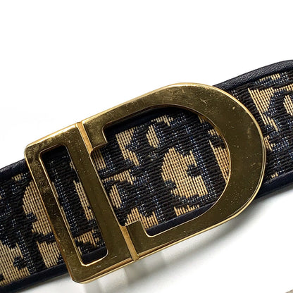 Dior Trotter Leather Canvas Navy Belt Gold — view 4