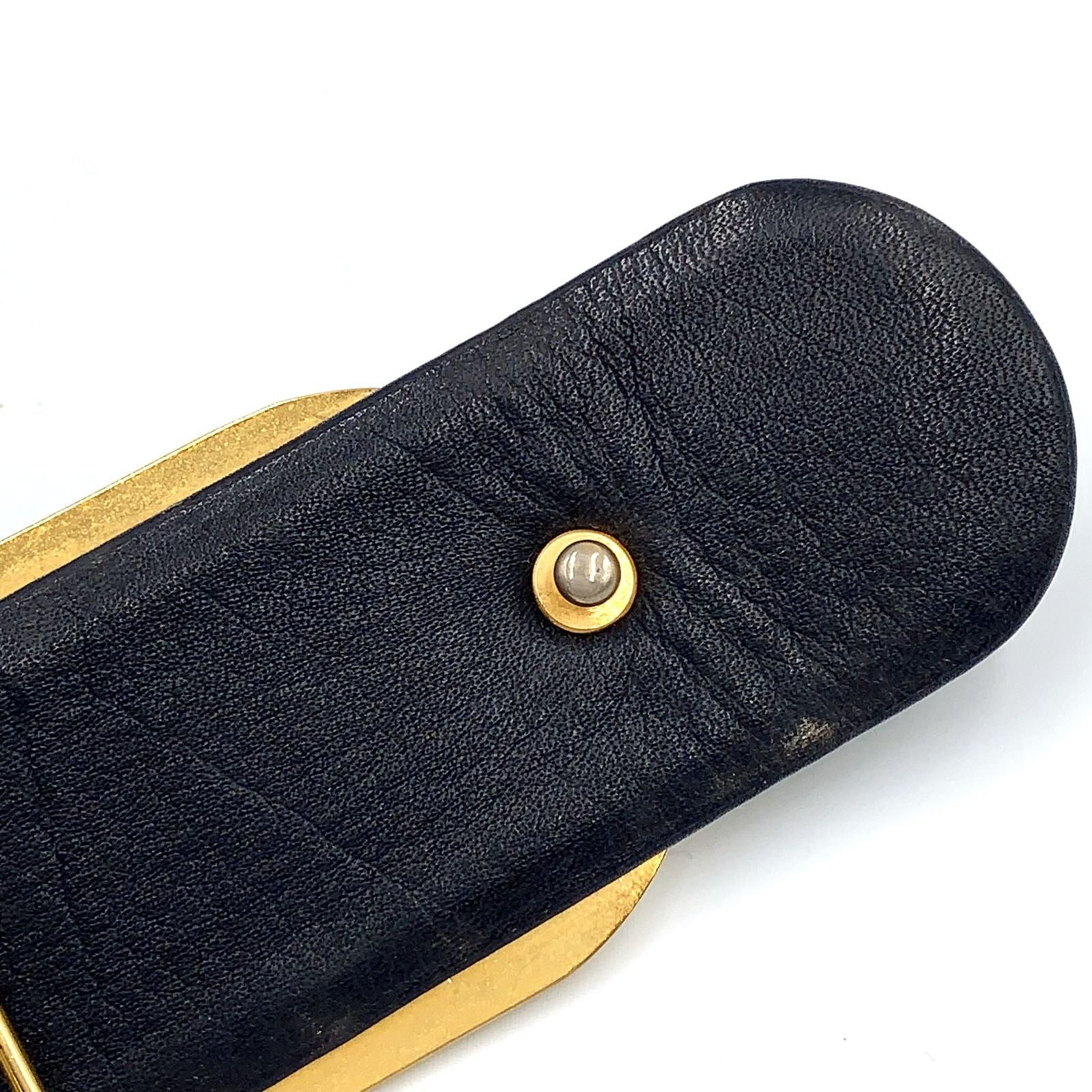 Dior Trotter Leather Canvas Navy Belt Gold — view 7