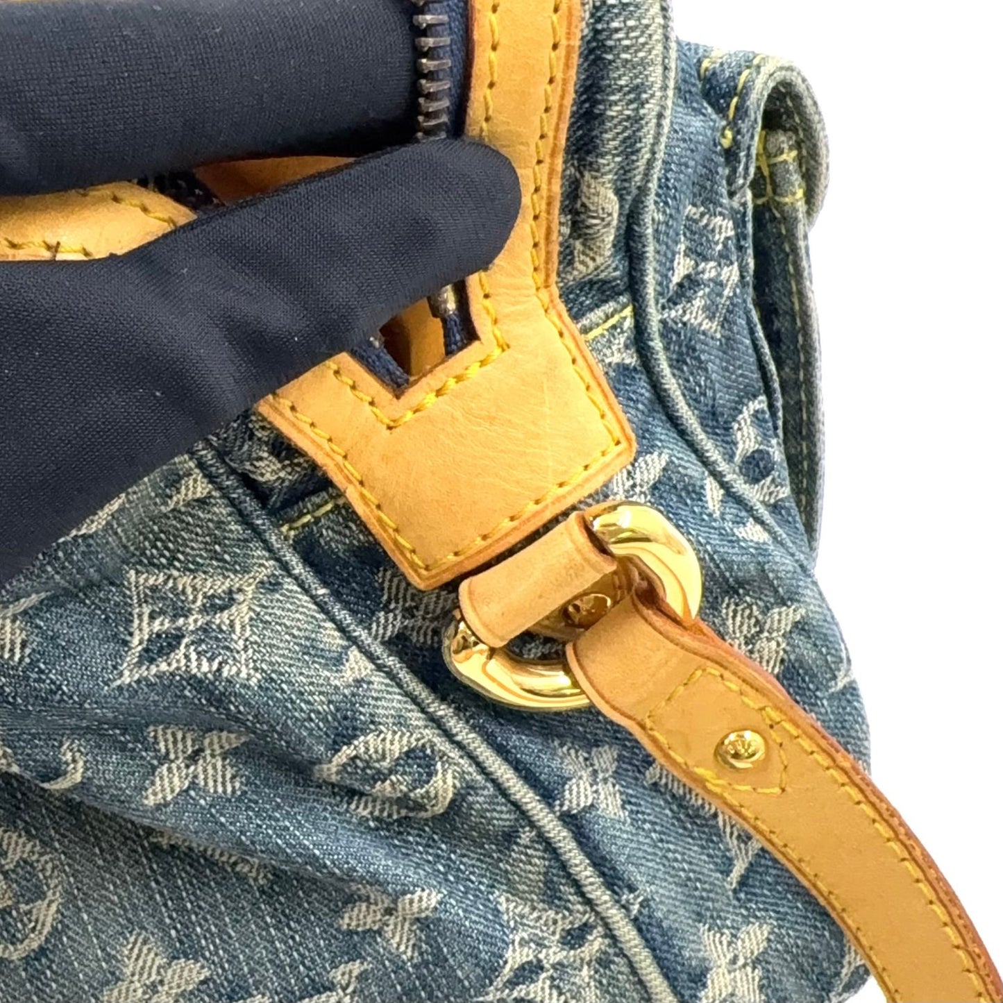 Louis Vuitton Camera Bag Monogram Denim Leather Blue Gold — view 8