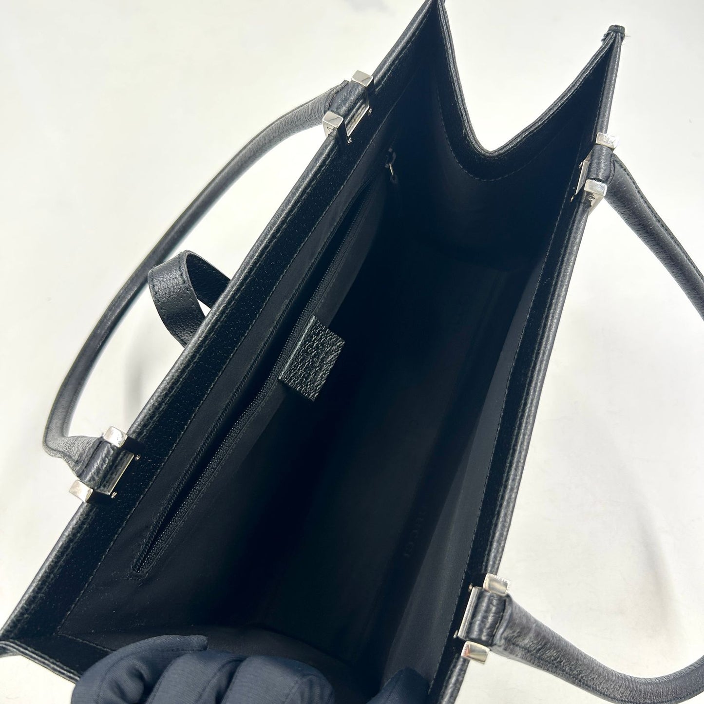 Gucci Jackie Leather Black Tote Silver — view 3