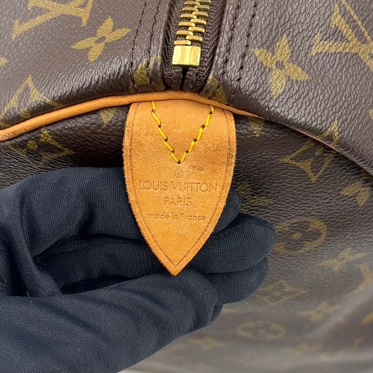Louis Vuitton Keepall 55 Monogram Leather Brown Boston Bag Gold — view 4