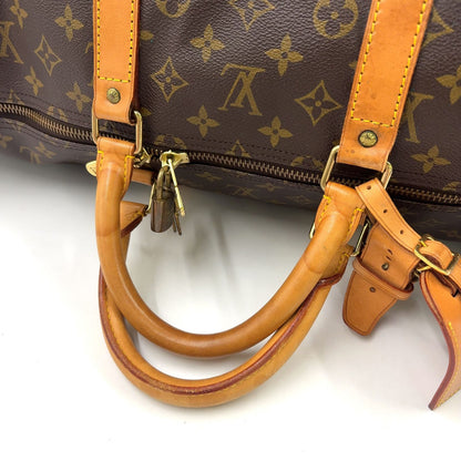 Louis Vuitton Keepall 55 Monogram Leather Brown Boston Bag Gold — view 5