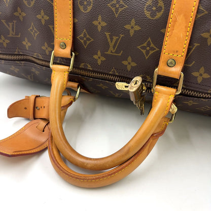 Louis Vuitton Keepall 55 Monogram Leather Brown Boston Bag Gold — view 6