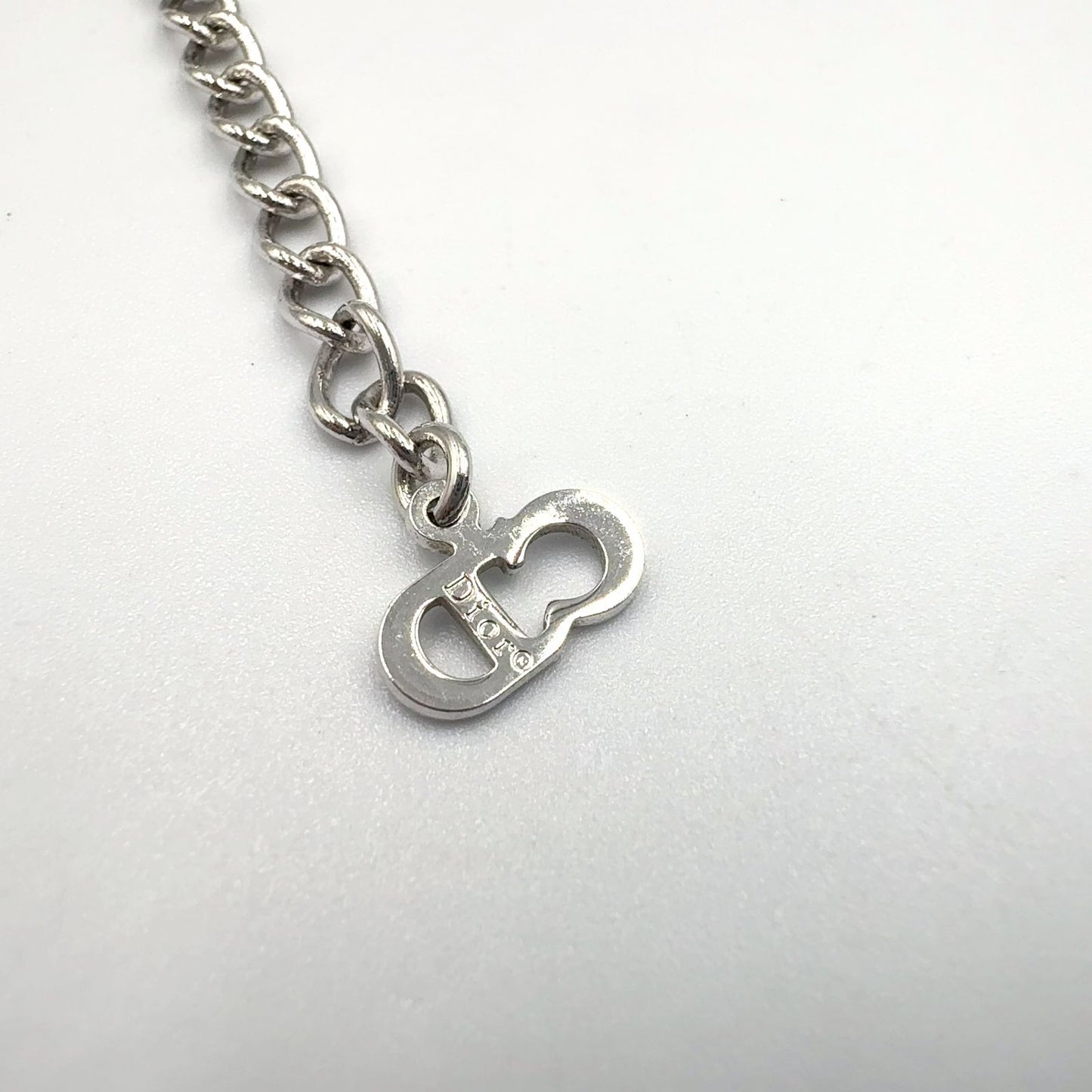 Dior Cross Logo Metal Silver Necklace — view 4
