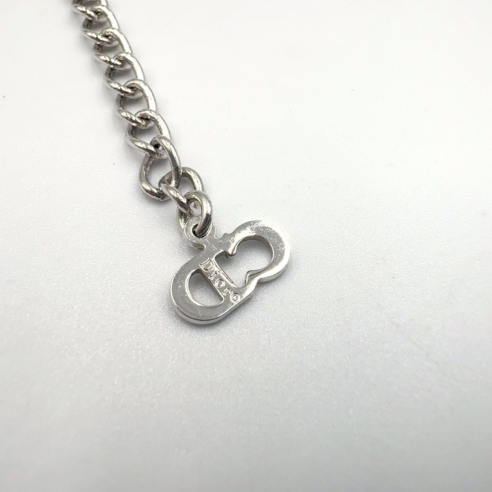 Dior Cross Logo Metal Silver Necklace — view 4