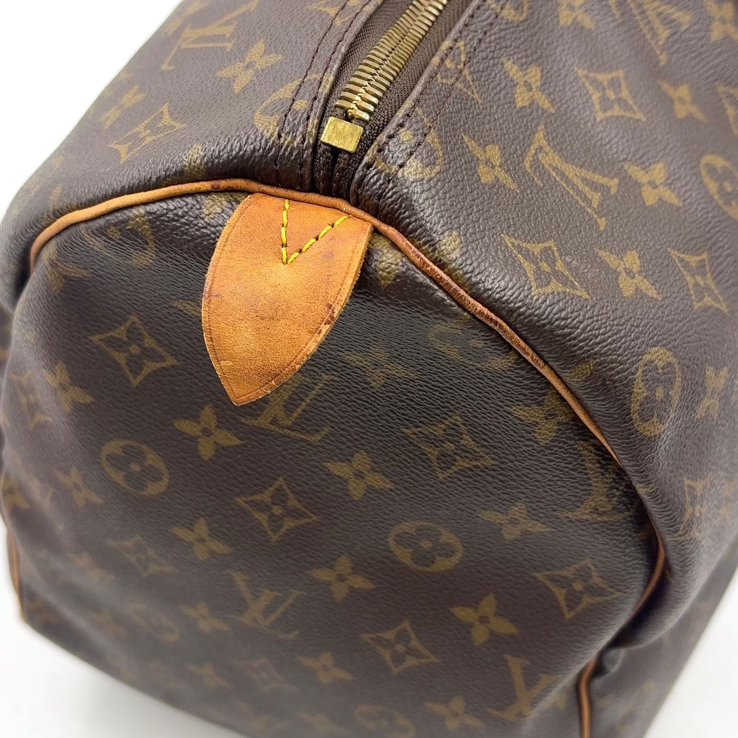 Louis Vuitton Keepall 50 Monogram Leather Brown Boston Bag Gold — view 8