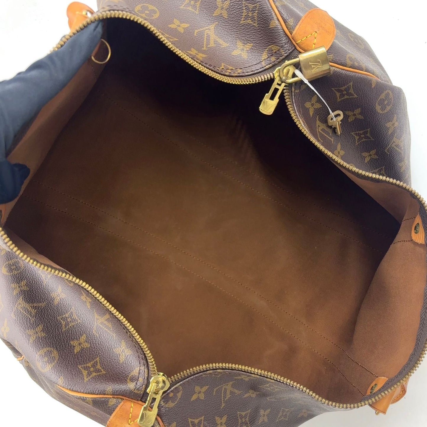 Louis Vuitton Keepall 50 Monogram Leather Brown Boston Bag Gold — view 3