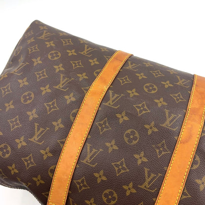 Louis Vuitton Keepall 50 Monogram Leather Brown Boston Bag Gold — view 9