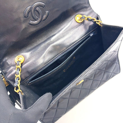 Chanel Quilted Fringe Lambskin Black Chain Shoulder Bag Gold — view 9