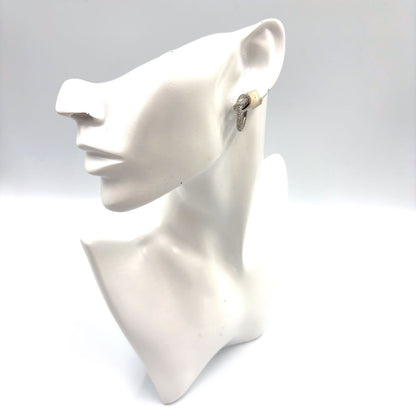 Celine Knot Sparkle Hoop Metal Crystal Silver Earrings — view 9