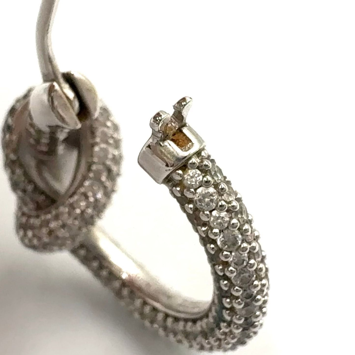 Celine Knot Sparkle Hoop Metal Crystal Silver Earrings — view 8
