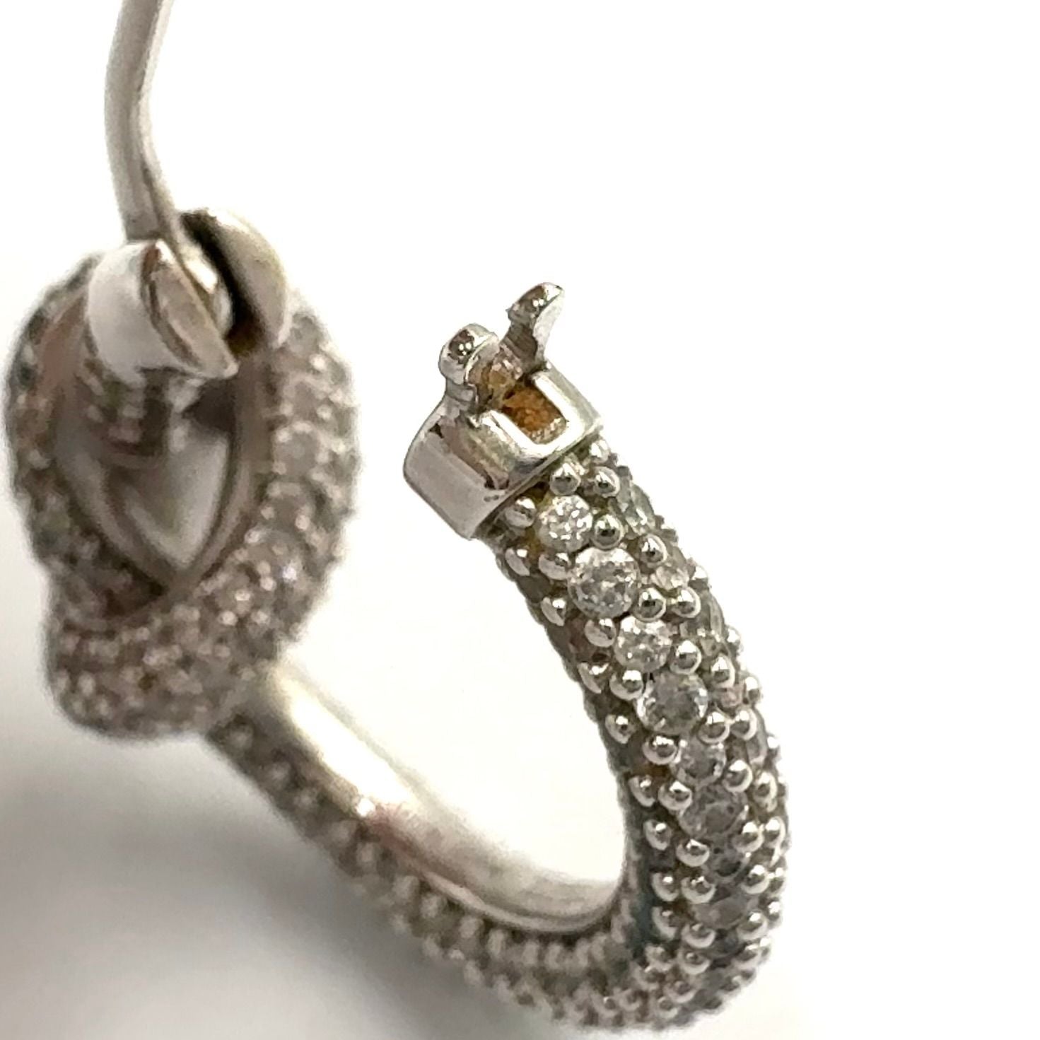 Celine Knot Sparkle Hoop Metal Crystal Silver Earrings — view 8