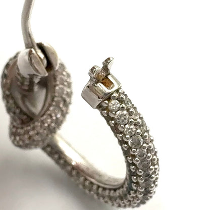Celine Knot Sparkle Hoop Metal Crystal Silver Earrings — view 8